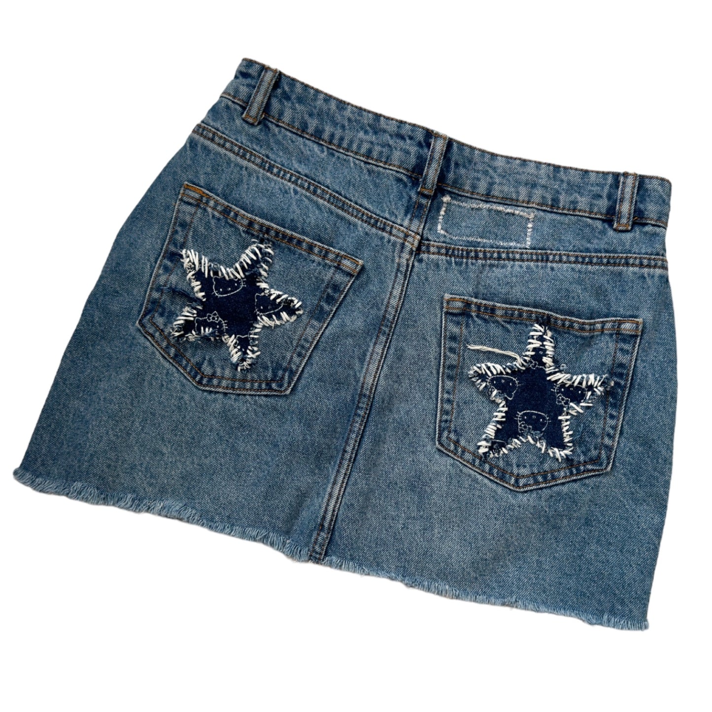 Hello Kitty denim on denim patch work skirt