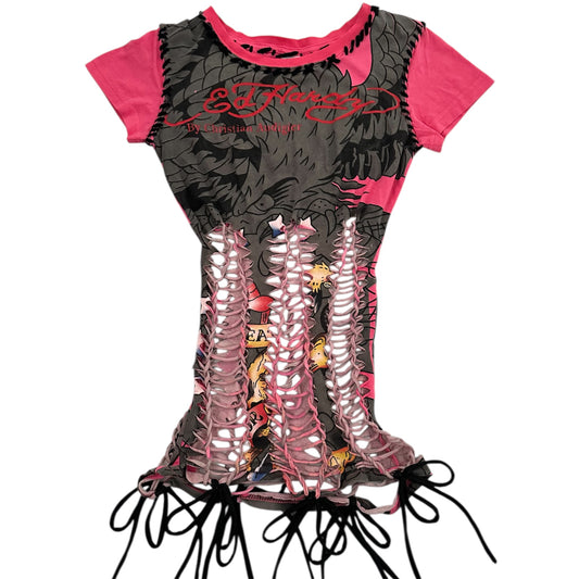ED HARDY ‘ RIOT LYCHEE’ SHORT SLEEVE TOP