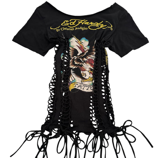 ED HARDY ‘ BLACKCURRANT JUICE’ SHORT SLEEVE TOP / MINI DRESS
