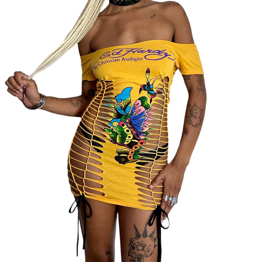 ED HARDY ‘ ACIDIC PINEAPPLE ‘ SHORT SLEEVE TOP / MINI DRESS